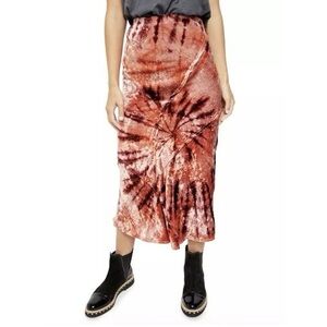 Free People Tie Dye Velvet Skirt